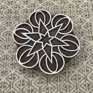 Geometric Mandal, round hand carved Indian wood printing block; textile stamp; pottery stamp,