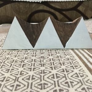 Artistic Symmetry: Triple Triangle Border - Indian Wooden Printing Block With Handle, pottery stamps, textile print stamp, wood block