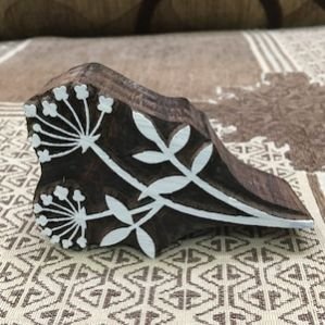 Indian Botanical Floral Wooden Printing Block Stamp: Exquisite Artistry from the East, hand carved block; textile stamp; pottery stamp,