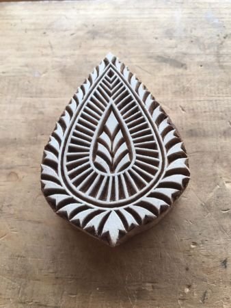 Leaf printing block, hand carved Indian wood printing block; textile stamp; pottery stamp,