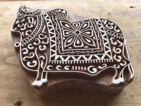 Decorated Bull Indian Artistic Handicraft Items Wooden Printing Block,Tjaps,Batik stamps,pottery stamps,clay stamps,Indian wooden stamps