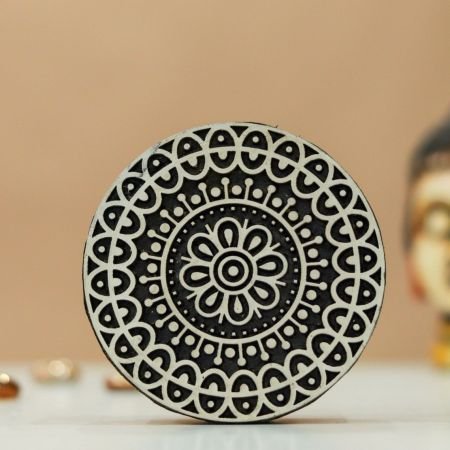 Indian Artistic Handicraft Item Mandala 01, Mandala pottery stamp ceramic mould scrapbooking tjap batik printing floral carved stamps.