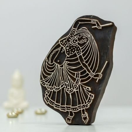 Dancing Lady Wooden Stamp: textile print stamp, wooden print block, tjaps, wood block stamp, pottery stamps