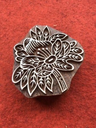 Indian Artistic Handicraft Item Floral 09, hand carved Indian wood printing block; textile stamp; pottery stamp,