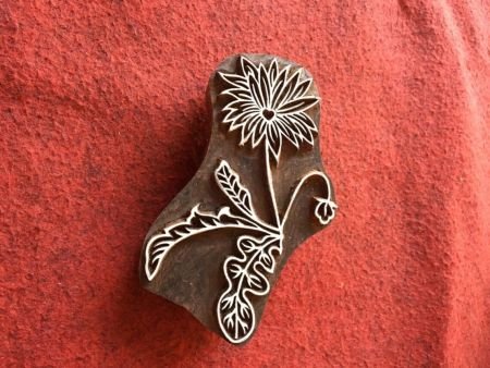 Indian Artistic Handicraft Item Floral 07, hand carved Indian wood printing block; textile stamp; pottery stamp,