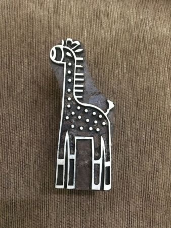 Indian Wooden Printing Block – Large Giraffe, hand carved Indian wood printing block; textile stamp; pottery stamp,