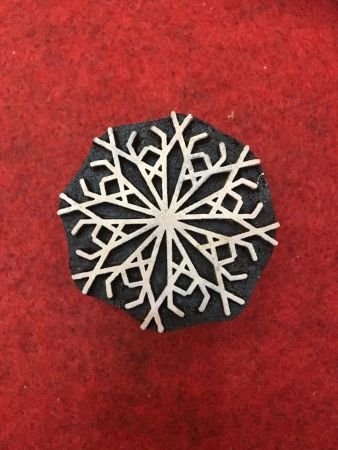 2nd set 10 piece different Designs SET Snowflake Motif Wooden Textile Block Christmas Wood Block Stamp Hand Carved Stamp For Printing.