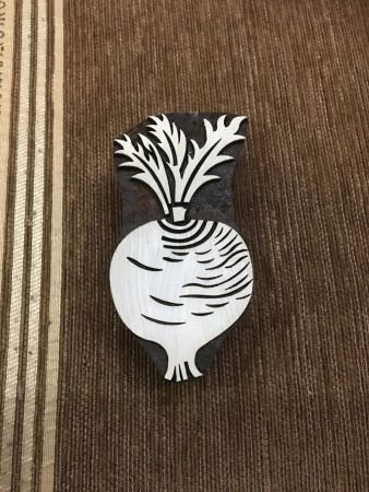 Detailed Christmas Indian Wooden Printing Block – Beetroot, hand carved Indian wood printing block; textile stamp; pottery stamp,