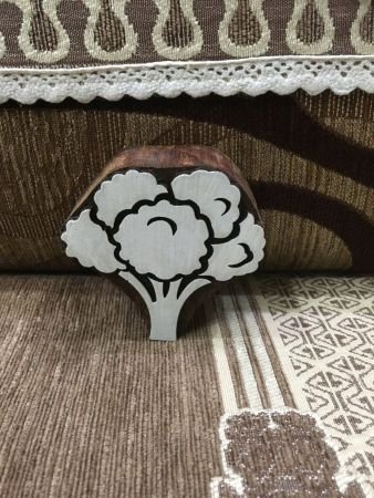 Indian Wooden Printing Block – Broccoli Vegetable stamp - pottery stamp; textile stamp; Indian print block; clay stamp