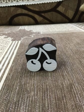 Indian Wooden Printing Block – Cherries Fruit stamp - hand carved printing block; pottery stamp; textile stamp; clay stamp : Soap Stamp