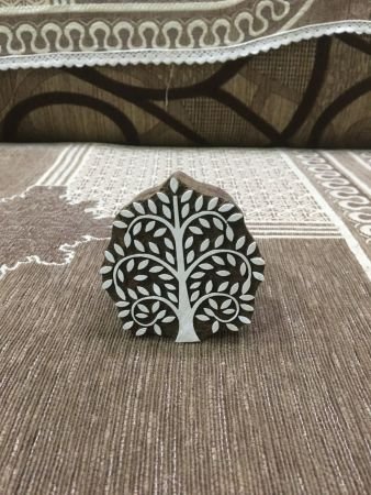 Medium Tree, hand carved Indian wood printing block; textile stamp; pottery stamp,