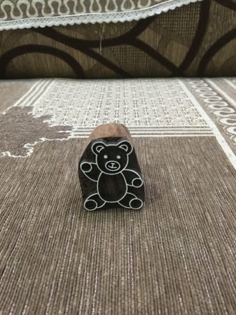 Sitting Teddy Bear Indian Textile Block Printing, Card Paper Making, Clay & Pottery Stamps, Animal Lovers Gift