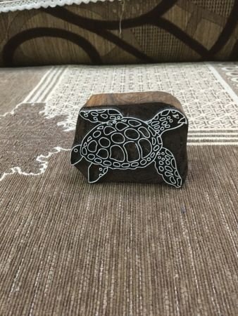 Indian Wood Stamp, Textile Stamp, Wood Blocks, Pottery Stamp,- TURTLE, hand carved Indian wood printing block; textile stamp; pottery stamp