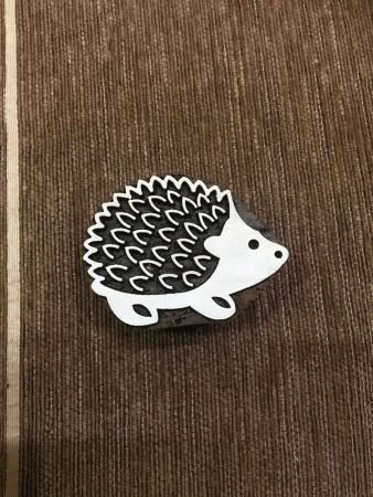 Indian Wooden Printing Block – Large Hedgehog, hand carved Indian wood printing block; textile stamp; pottery stamp