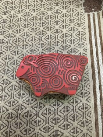 Wooden mounted rubber printing block - curly sheep, Rubber stamps, Indian wood stamps, Pottery Stamps, Soap Stamps, Tjaps