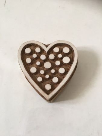 Heart with dots Indian Artistic Handicraft Items Wooden Printing Block,Tjaps,Batik stamps,pottery stamps,clay stamps,Indian wooden stamps,