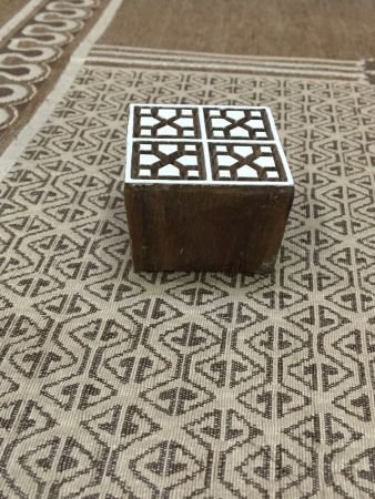 Indian artistic Wooden Stamp : Geometric Square Repeat Pattern Stamp ; hand carved Indian wood printing block; textile stamp; pottery stamp,