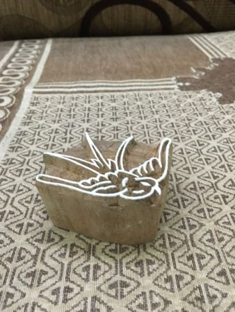 Flying Hummingbird, hand carved Indian wood printing block; textile stamp; pottery stamp,