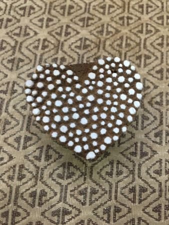 Indian Artistic Handicraft Item wooden Printing Dotty Heart Stamp, hand carved Indian wood printing block; textile stamp; pottery stamp,