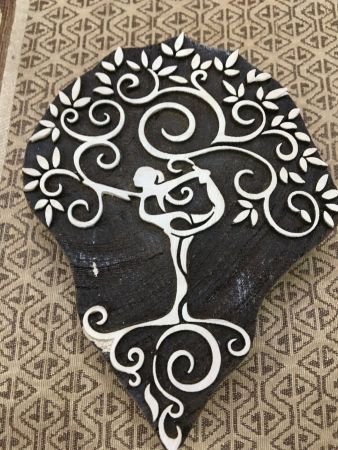 Serenity Embodied: Yoga Tree Wooden Printing Block Stamp ,hand carved Indian wood printing block; textile stamp; pottery stamp,