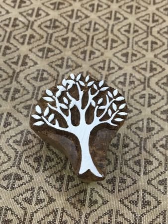 Mini Tree, hand carved Indian wood printing block; textile stamp; pottery stamp,