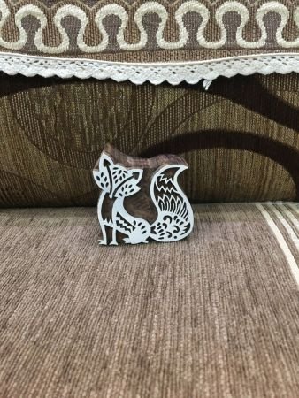 Stylised Fox Wooden Printing Block Stamp: A Modern Twist on Nature's Elegance, hand carved block; textile stamp; pottery stamp