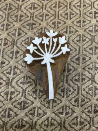 Star poppy Seed Head, hand carved Indian wood printing block; textile stamp; pottery stamp,