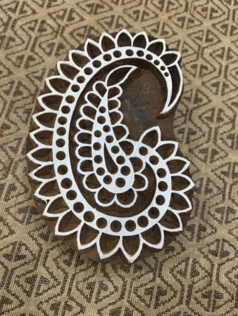 Stylish Paisley Indian Artistic Wooden Stamp , hand carved Indian wood printing block; textile stamp; pottery stamp,