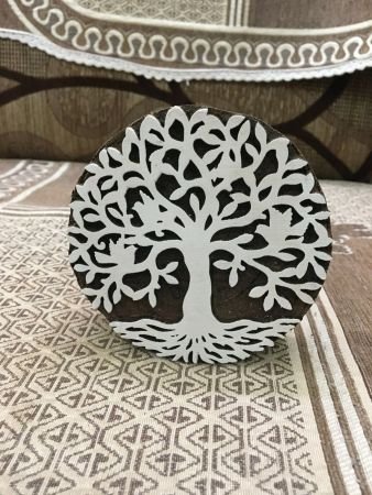 Mandala Tree, hand carved Indian wood printing block; textile stamp; pottery stamp,