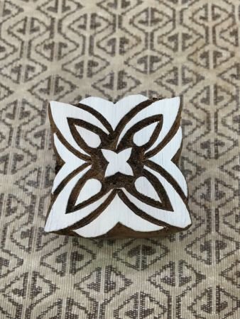 Square Pattern, hand carved Indian wood printing block; textile stamp; pottery stamp,