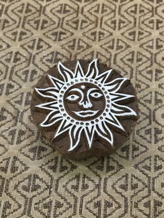 Radiant Impressions: Artistic Wooden Sun Printing Blocks for Stylish Creations, hand carved Indian block; textile stamp; pottery stamp,