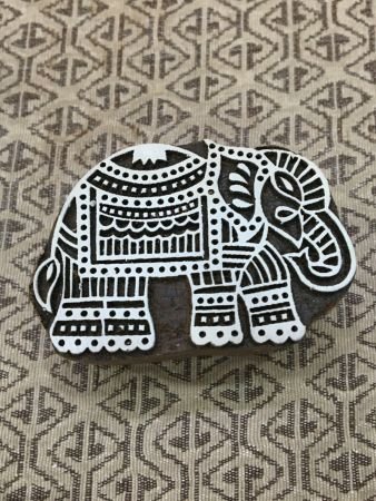 Big Elephant, hand carved Indian wood printing block; textile stamp; pottery stamp,