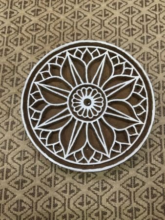 Elegant Lotus Mandala Wooden Printing Block Stamp: A Timeless Indian Artistic Handicraft, hand carved block; textile stamp; pottery stamp,