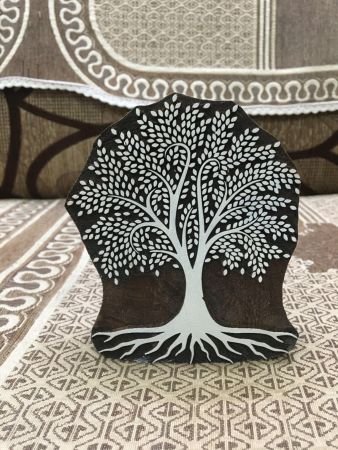 Dense Leaves Tree, hand carved Indian wood printing block; textile stamp; pottery stamp,