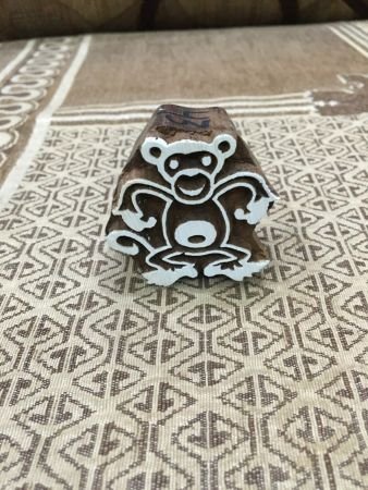 Dancing Monkey, hand carved Indian wood printing block; textile stamp; pottery stamp,