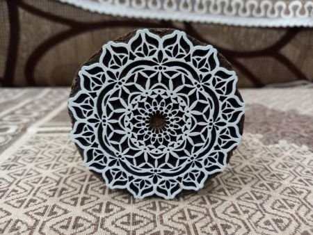 Medium Mandala 11 ,pottery stamp ceramic mould scrapbooking tjap batik printing floral carved stamps.