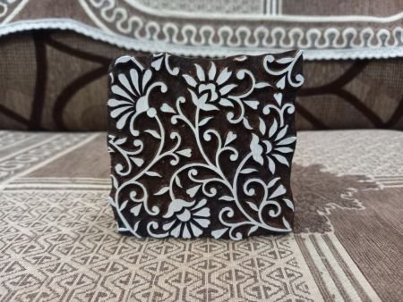 A Curly & Curvy Repeat Pattern Block 011 ,pottery stamp ceramic mould scrapbooking tjap batik printing floral carved stamps.