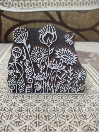 Maedow 03, hand carved Indian wood printing block; textile stamp; pottery stamp,