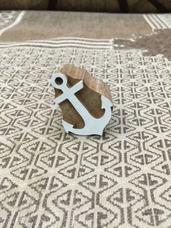 Anchor carved wooden tjaps batik printing pottery stamp, hand carved Indian wood printing block; textile stamp; pottery stamp,