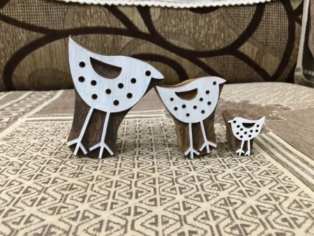 3 Standing Birds pottery stamp ceramic mold scrapbooking tjap batik printing floral carved stamps.