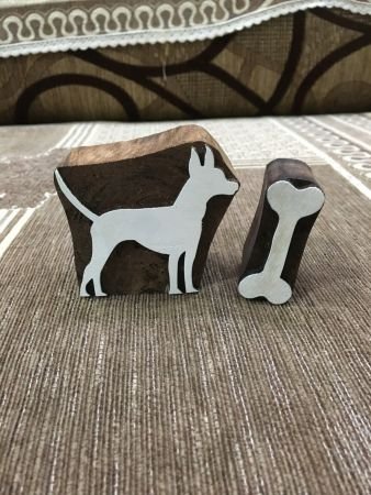 Indian Wooden Printing Block - Dog & Bone