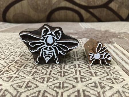 Honey Bees pottery stamp ceramic mold scrapbooking carved stamps.hand carved Indian wood printing block; textile stamp; pottery stamp,