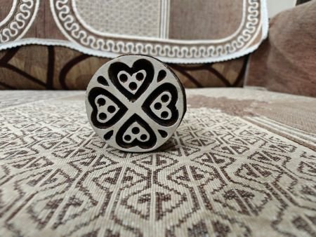 4 Heart Circle pottery stamp ceramic mold scrapbooking tjap batik printing floral carved stamps.