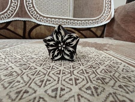 Stylized Leafy Star pottery stamp ceramic mold scrapbooking tjap batik printing floral carved stamps.