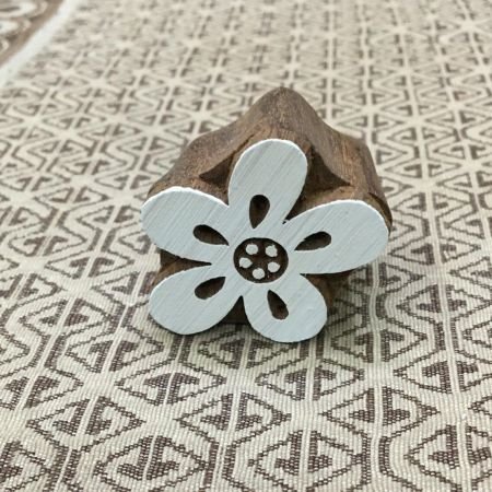 Playful Blooms: Small Funky Daisy Flower Indian Wooden Printing Block, hand carved Indian wood printing block; textile stamp; pottery stamp,