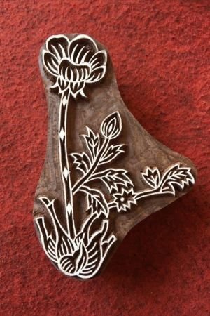 Indian Artistic Handicraft Item Floral 06, hand carved Indian wood printing block; textile stamp; pottery stamp,