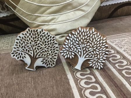 Detailed Tree Positive & Negetive, hand carved Indian wood printing block; textile stamp; pottery stamp