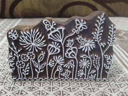 Maedow 05, hand carved Indian wood printing block; textile stamp; pottery stamp,